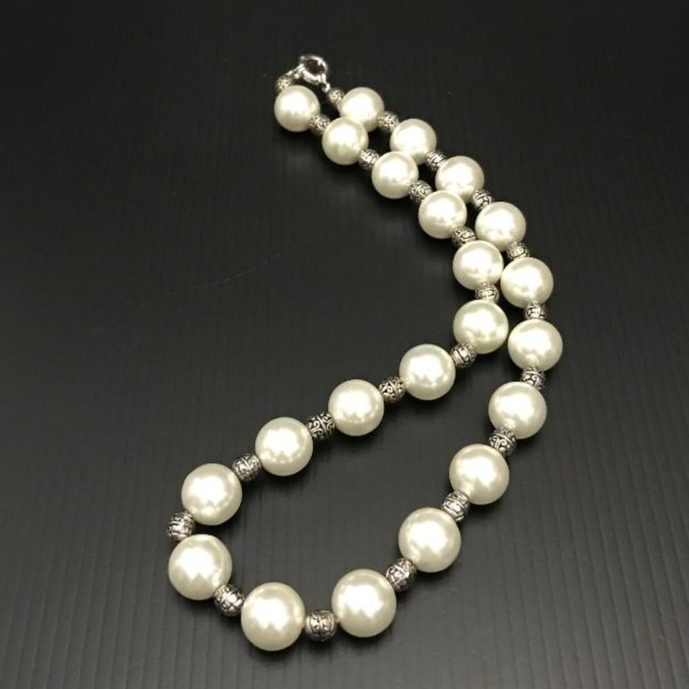 Faux Pearl & Silver-Tone Bead Necklace - Picture 5 of 6
